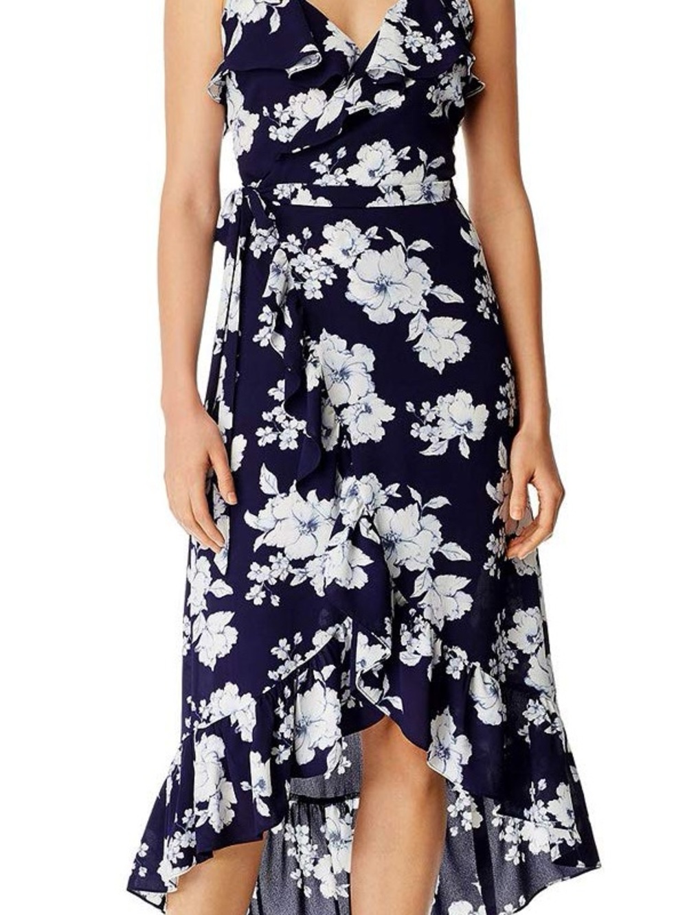Dex Navy Dress with White Floral Accents